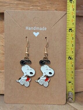 Peanuts Snoopy Enamel Metal Earrings NEW
